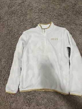 Juicy Couture White Heart Fleece Jacket with Gold Trim